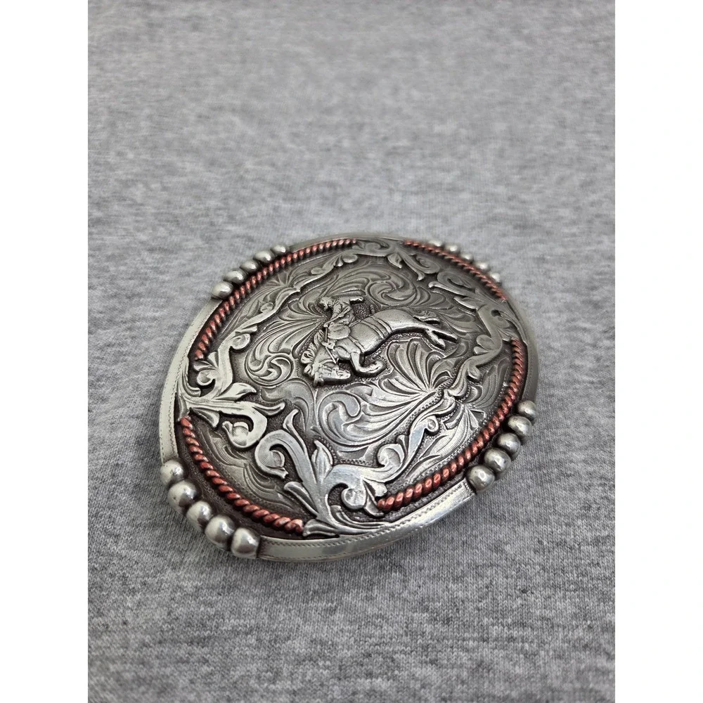Cody James Bronc Rodeo Cowboy Silver Bronze Belt Buckle